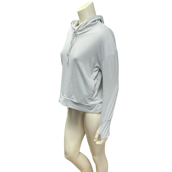 RBX Athletic Performance Hoodie | Grey Striped | Thumb Holes | Workout Gear - Picture 12 of 13